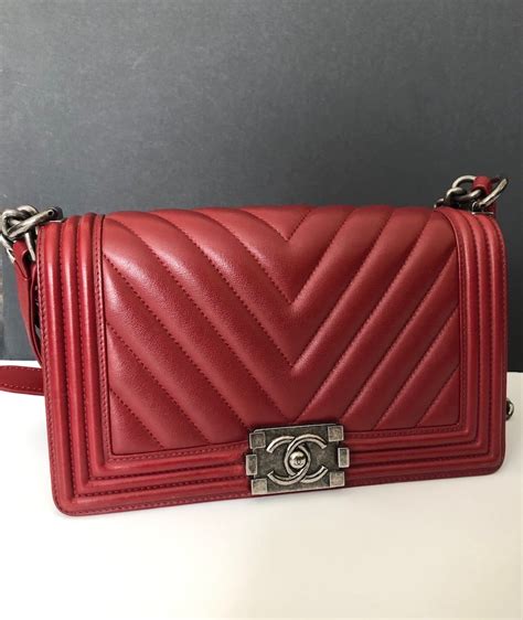 chanel red chevron boy